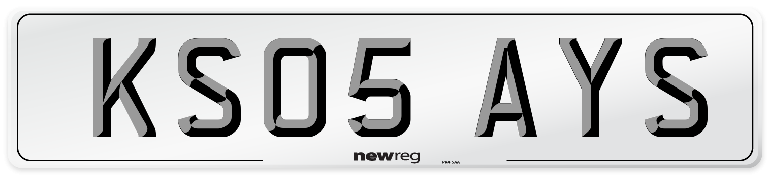 KS05 AYS Number Plate from New Reg